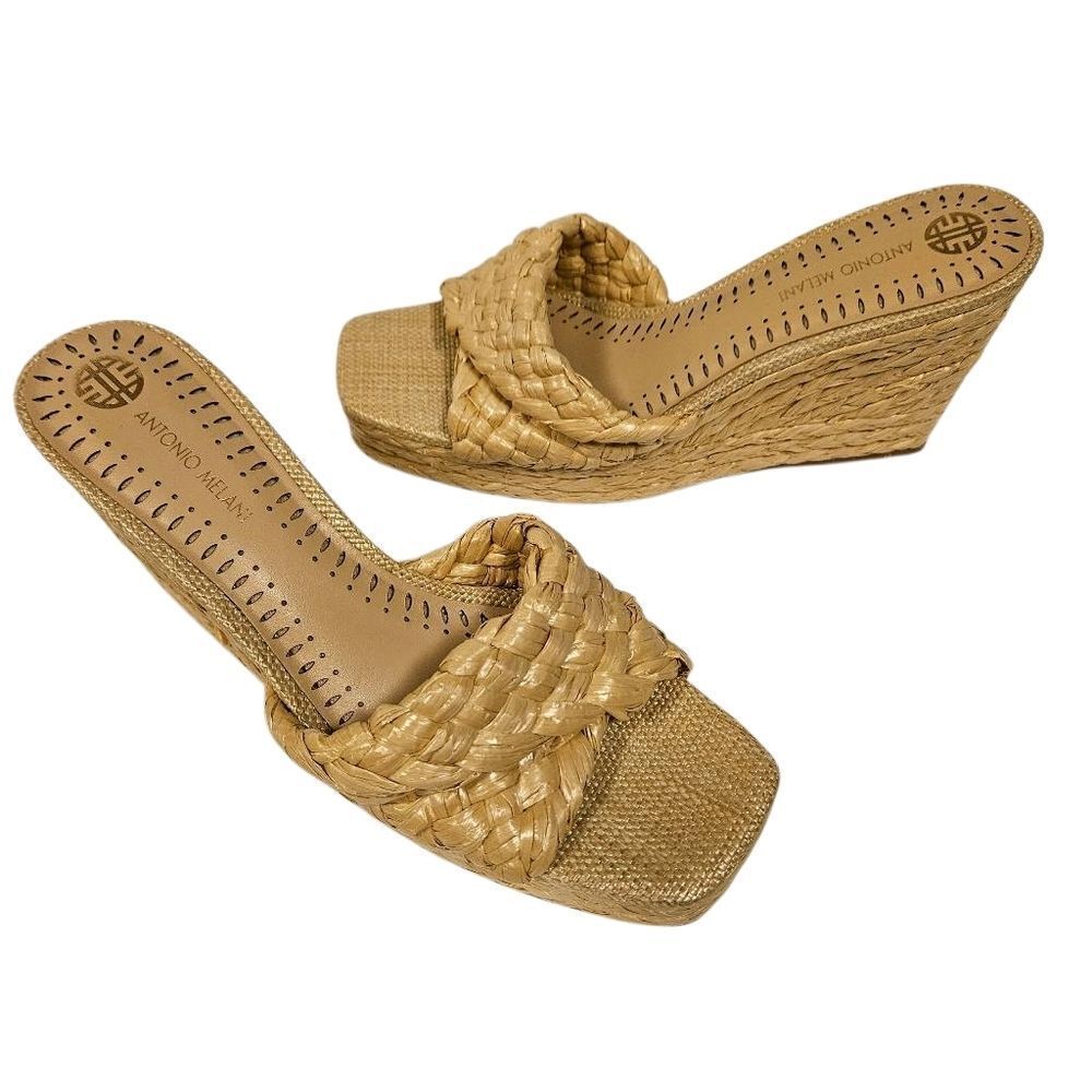 Antionio Melani Women's Woven Wedge Sandals sz10 Boho